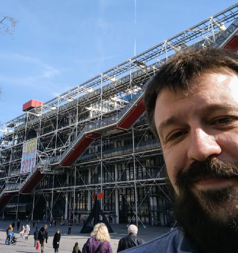 Art installation inside the Centre Georges Pompidou in Paris