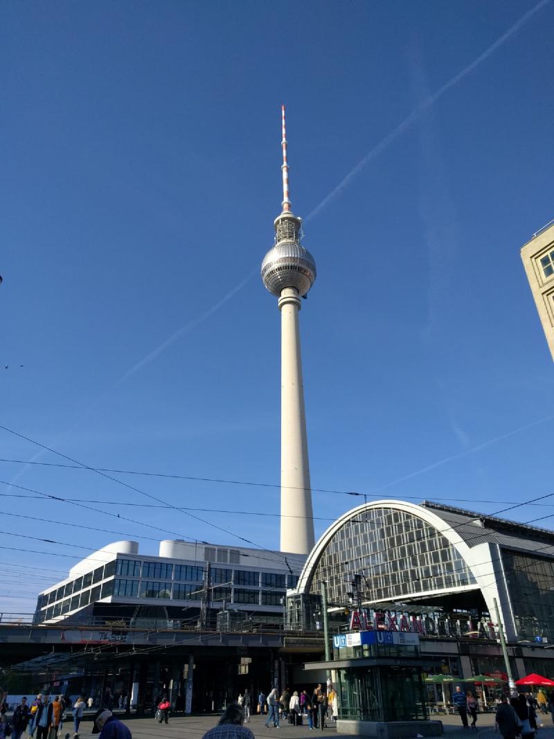 Soviet Era TV tower in Berlin, as seen from Alexanderplatz
