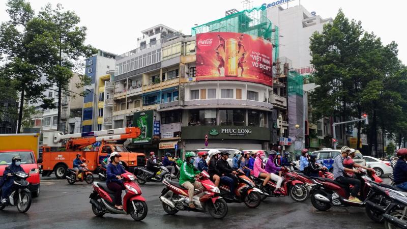 Scooters! This picture doesn't do justice to the organised chaos of the bikes in HCMC.