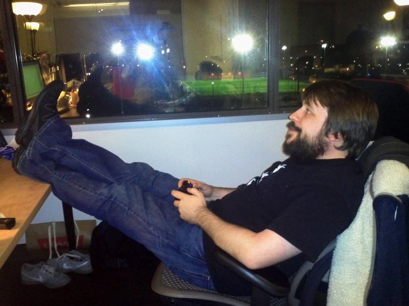 Playing MW3 at my desk on launch night